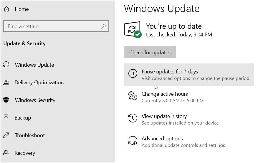 Pristabdyti „Windows 10“ naujinius