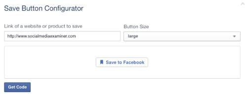 „facebook“ išsaugojimo mygtukas nustatytas į URL