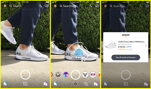 „Snapchat“ išbando naują būdą ieškoti produktų „Amazon“ tiesiai iš „Snapchat“ fotoaparato.