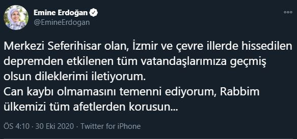 emine erdoğan žemės drebėjimas