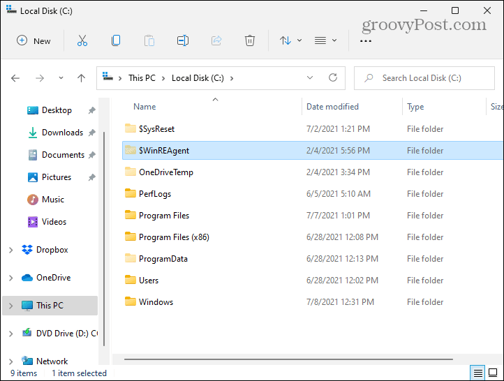 Slėpti aplankų vietinį C diską „Windows 11“
