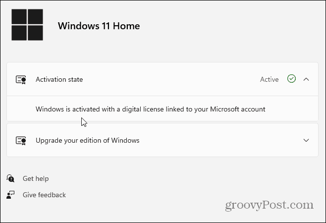 Aktyvinimo būsena „Windows 11“