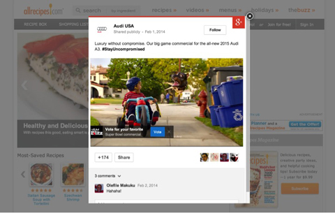 išplėstas „Google +“ skelbimas iš „Audi“