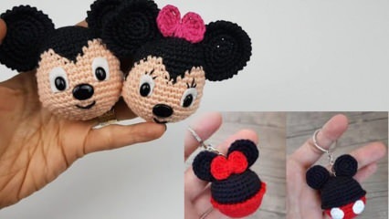 Kaip padaryti „Amigurumi Minnie“ ir „Mickey Mouse Keychain“? Mickey mouse keychain gamyba