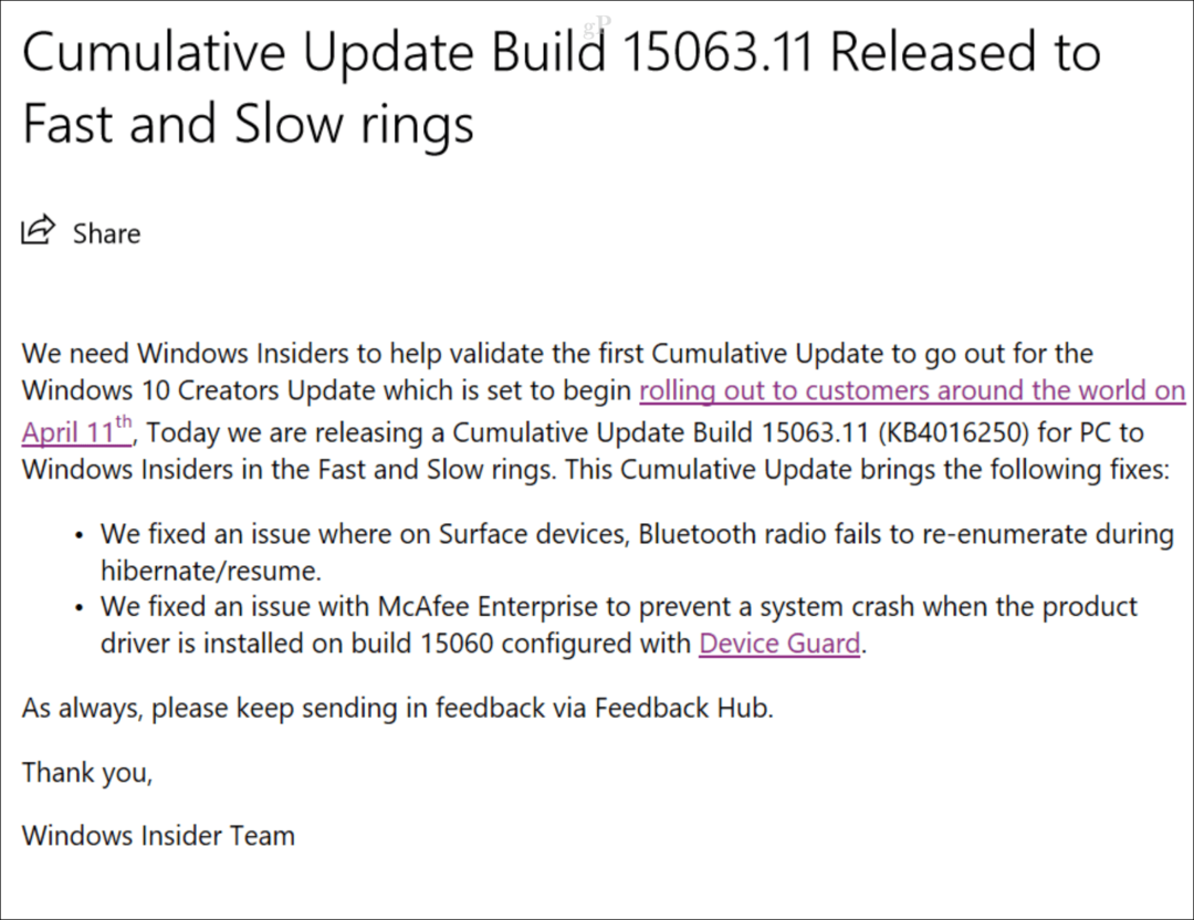 Išleistas pirmasis kaupiamasis „Windows 10“ kūrėjų naujinimas