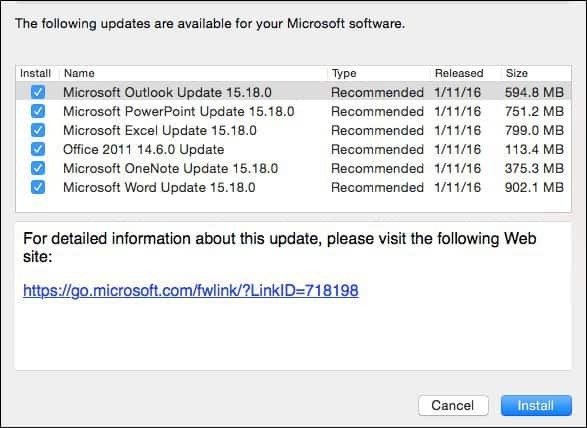 „Microsoft Office 2016“, skirta „Mac“ 15.18.0