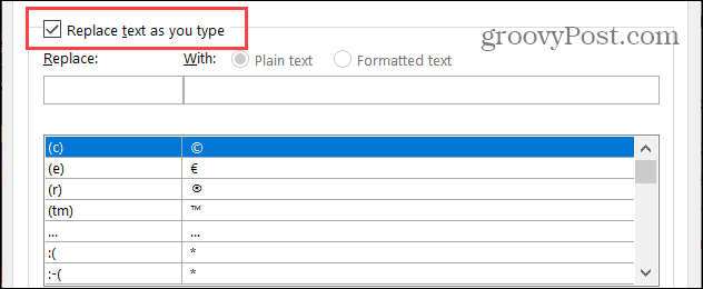 „Windows“ pakeiskite tekstą, kai įvedate „Word“