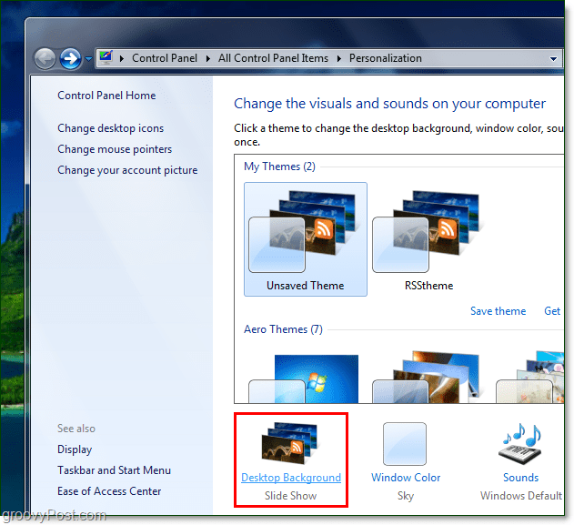 Kaip pasukti „Windows 7“ foninį vaizdą naudojant RSS