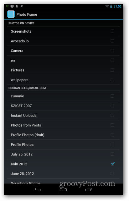 „Nexus 7“ nuotraukų rėmelių aplankai