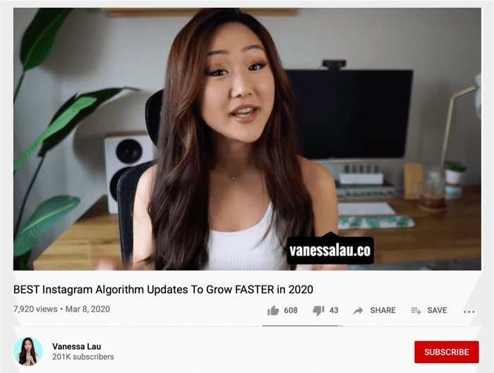 Vanessa Lau „YouTube“ vaizdo įrašų bendrinimo „Instagram“ rankena