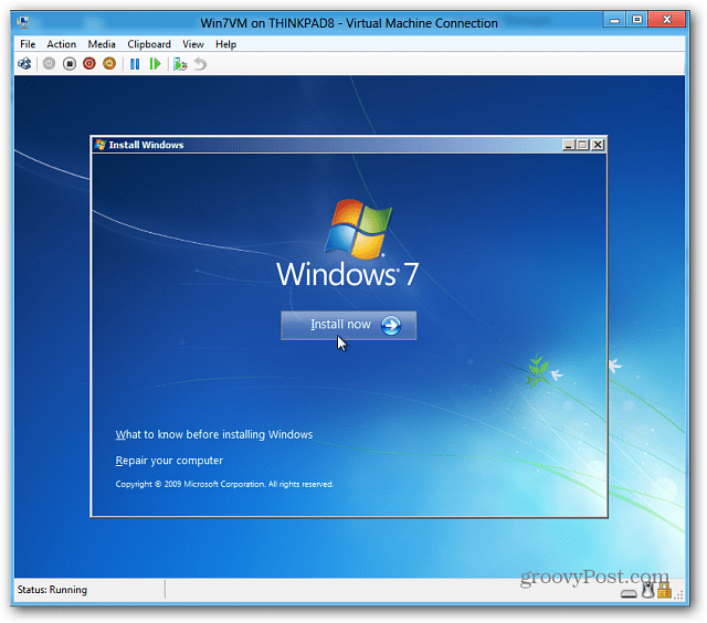 įdiegti „Windows 7“