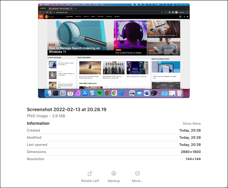 „Mac“ ekrano kopijos pavyzdys