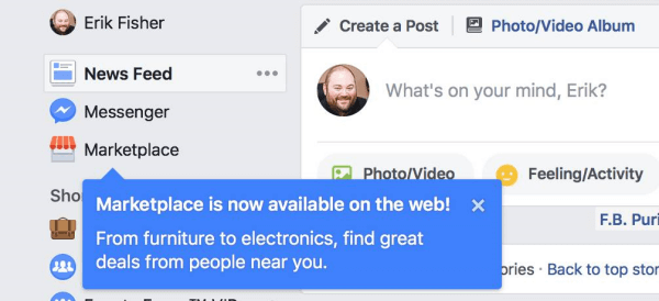 „Facebook Marketplace“ dabar yra prieinama darbalaukyje.