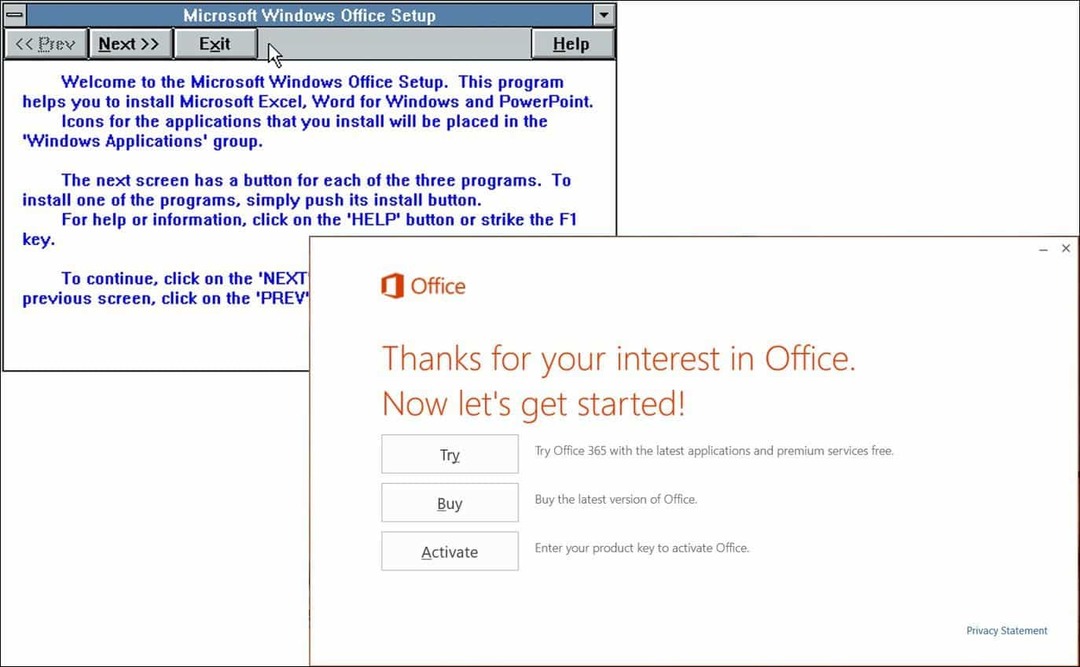 Žvilgsnis į „Microsoft Office“ 25 metus (tada ir dabar)