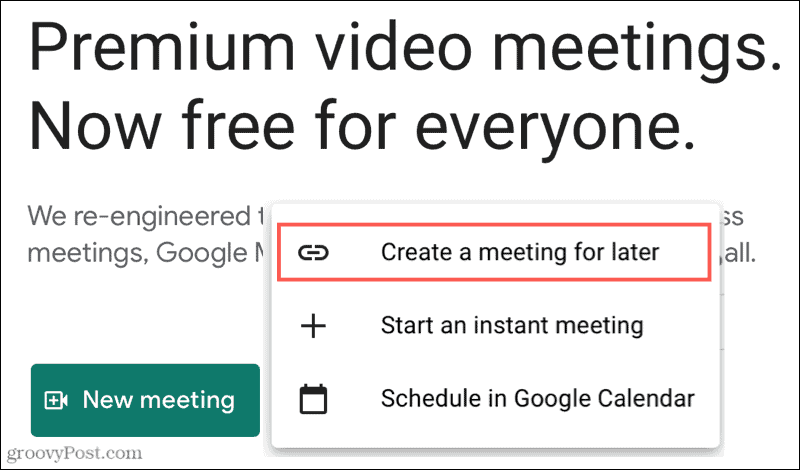 Naujas susitikimas, sukurkite susitikimą vėliau