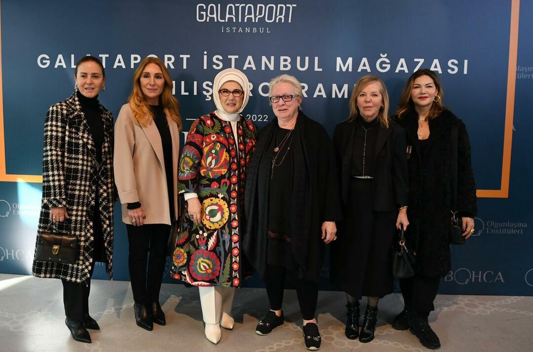 Emine Erdoğan perkirpo Galataport Istanbul Bohça parduotuvės atidarymo juostelę
