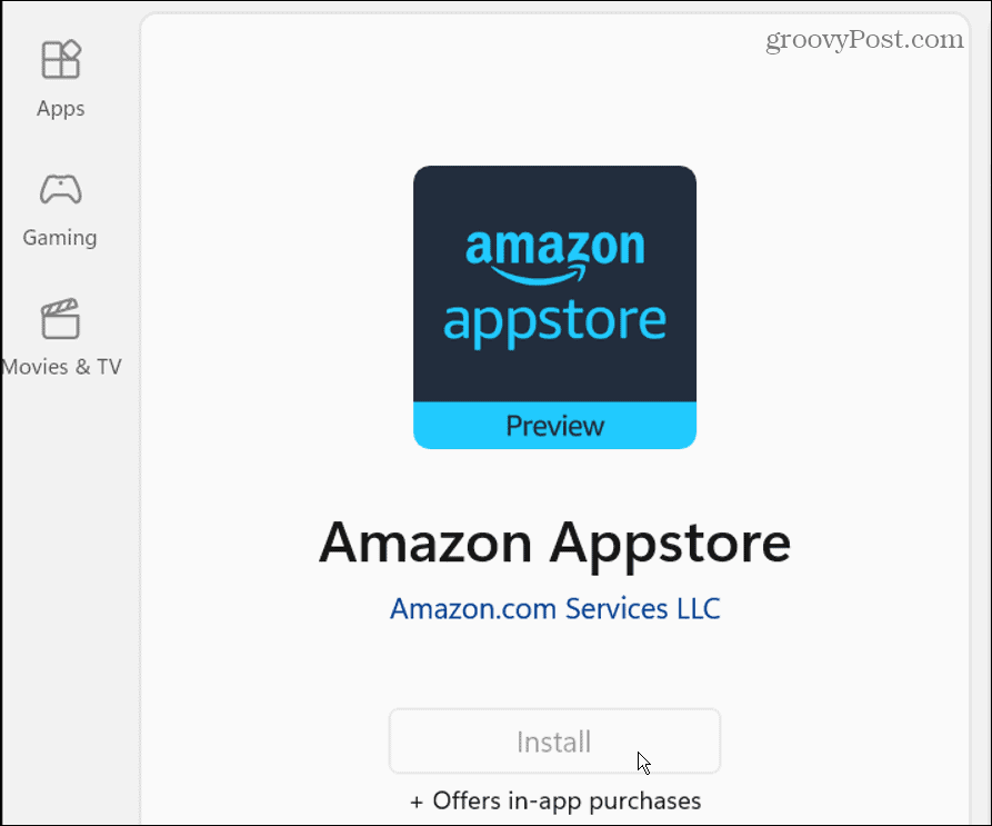 Įdiekite „Amazon App Store“ iš „Windows“ parduotuvės