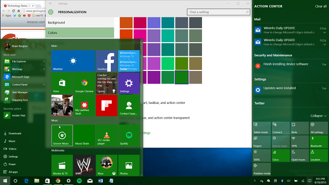 Žvilgsnis į naujas „Windows 10“ spalvų parinktis