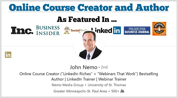 Jonas Nemo naudojo savo „LinkedIn“ profilį ieškodamas naujų klientų.