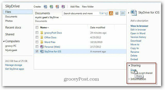 Bendrinkite „SkyDrive“ failus naudodami sutrumpintą URL