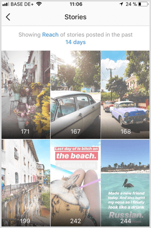 Peržiūrėkite „Instagram Stories Reach“ duomenis „Instagram Analytics“.
