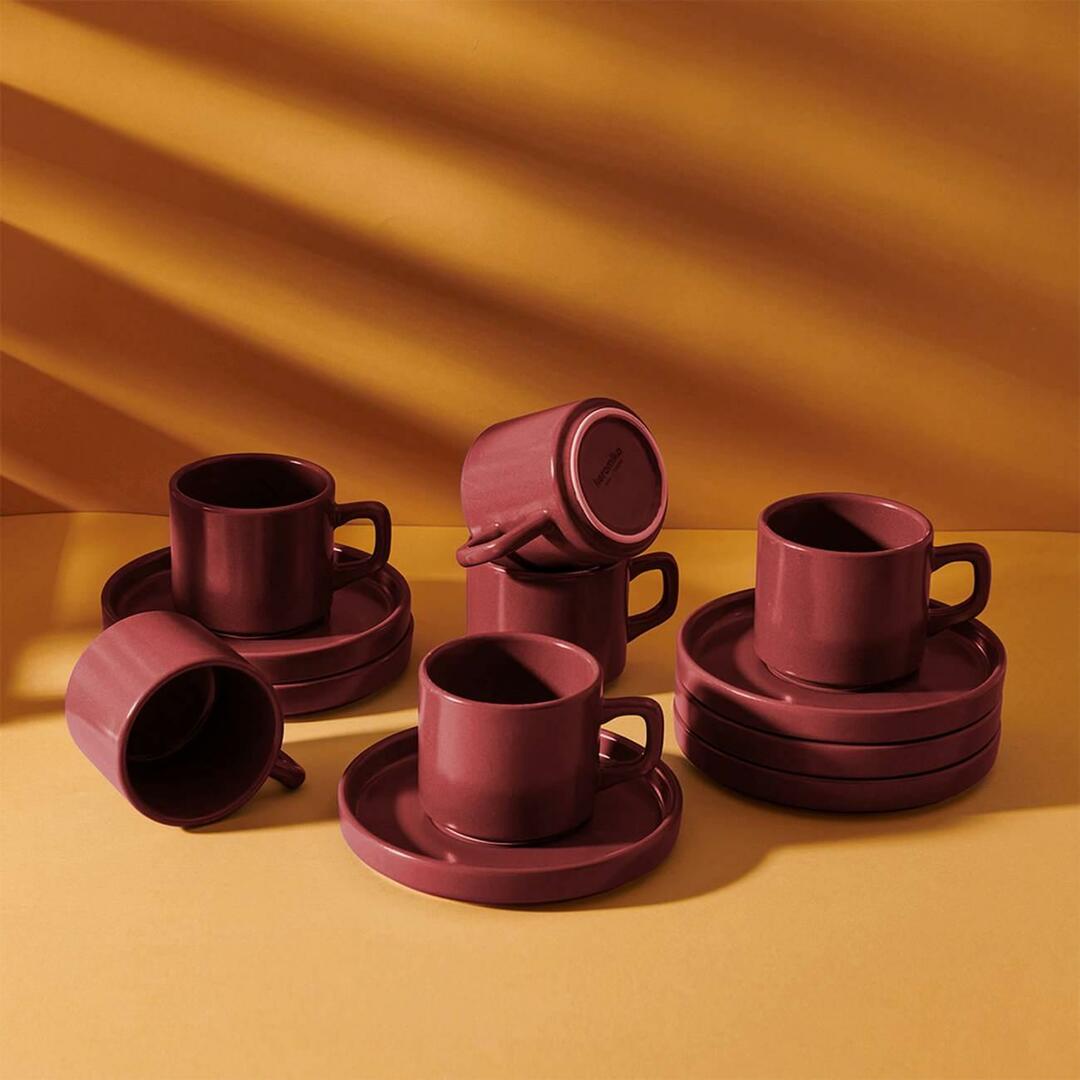 12 dalių arbatos puodelių rinkinys Keramika