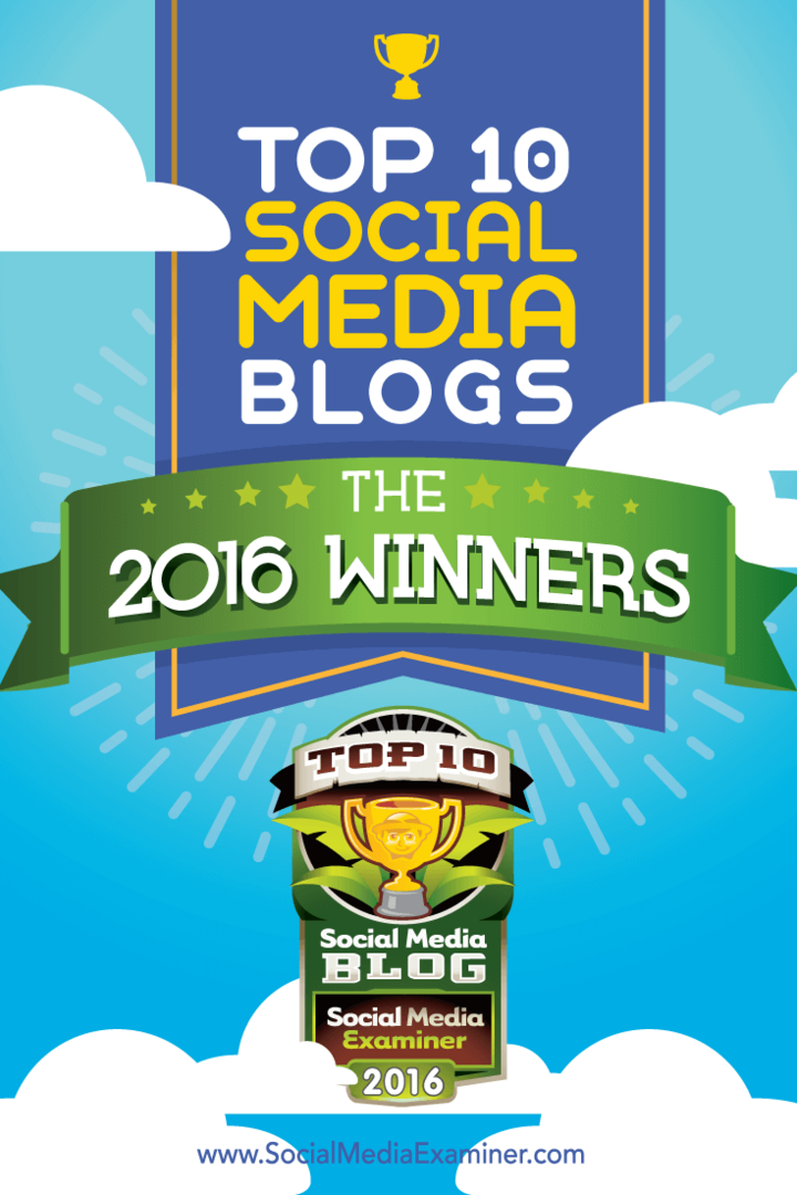 2016 m. Socialinių tinklų tinklaraščių laimėtojų dešimtukas