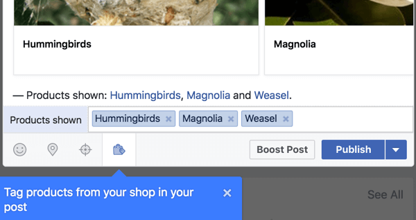 Įtraukite produktų nuorodas iš „Facebook“ parduotuvės.