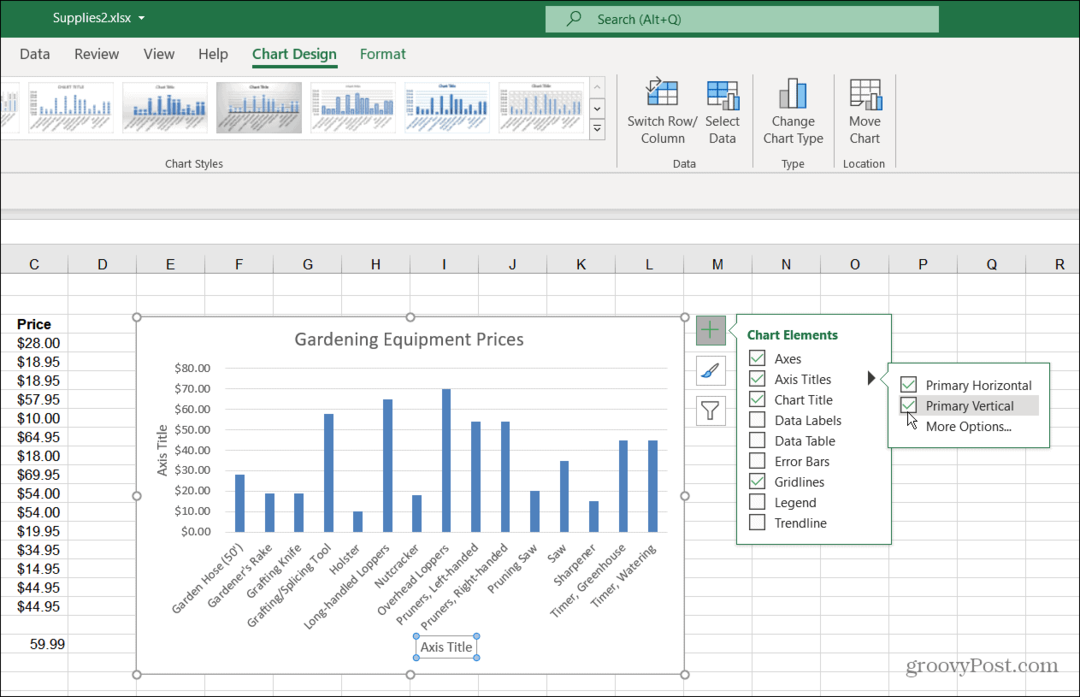 Diagramos elementai Excel