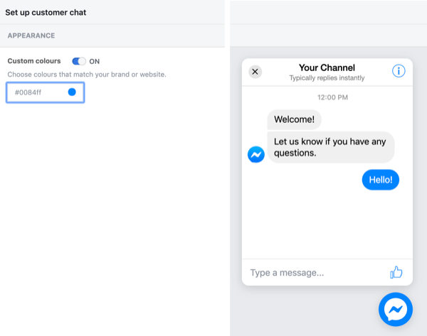 Nustatykite „Facebook“ klientų pokalbį, 3 žingsnis.