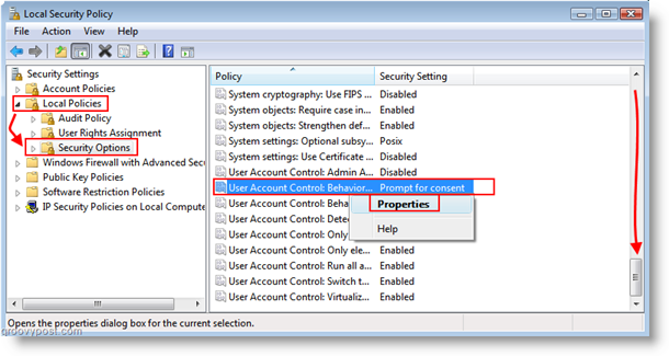 Vartotojo abonemento elgesio nustatymas vartotojo abonemento valdymui (UAC) „Windows Vista“