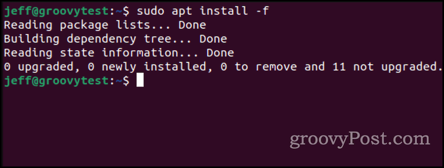 ubuntu apt install, kad ištaisytumėte sugedusius paketus