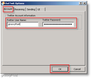 „Twitter“ „Outlook“ viduje: sukonfigūruokite „OutTwit“
