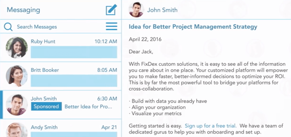 Kaip sukurti „LinkedIn“ objektyvius skelbimus, kuriuos remia „John Smith“ „InMail“ skelbimų pavyzdys