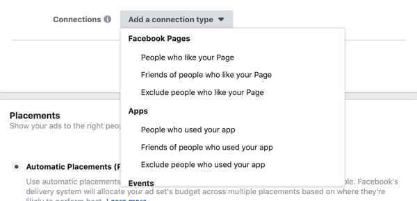 Pridėkite „Facebook“ potencialių klientų skelbimų kampanijos ryšio tipo parinktis.
