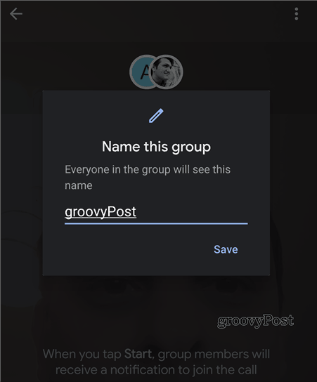 „Google Duo“ grupės pavadinimas