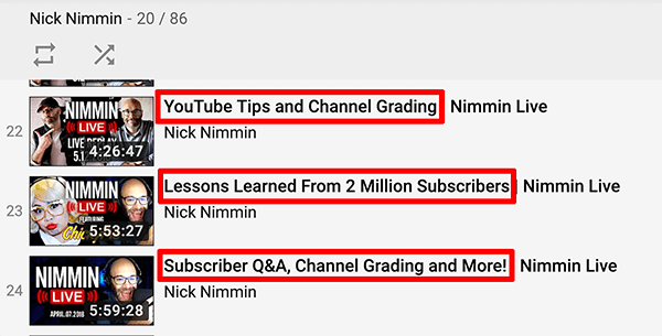 Tai „Nick Nimmin“ kanalo „YouTube“ tiesioginių vaizdo įrašų ekrano kopija.