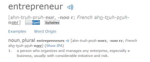 Žodžio „verslininkas“ apibrėžimas yra rizikos idėja. 