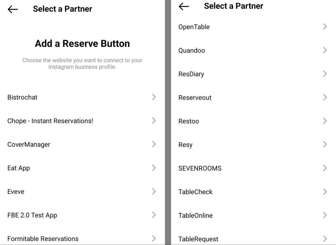 kaip-sukurti-rezervuoti-veiksmo-mygtuką-instagram-restorano-platformose-prisijungti prie profesionalaus profilio-resy-opentable-select-a-partner-example-7