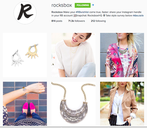 Rocksbox instagram profilis