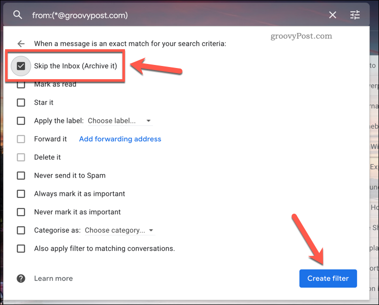 „Gmail“ filtro taisyklės praleidimas