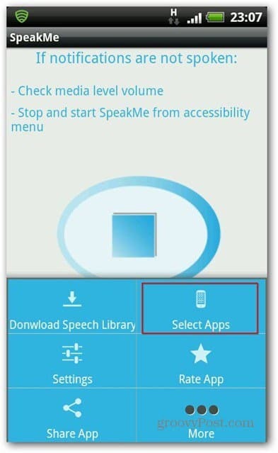 „SpeakMe“ „Android“ programoms pasirinkti