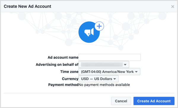 Naudodami savo įmonės pavadinimą paprašykite pavadinti naują „Facebook“ paskyros paskyrą.