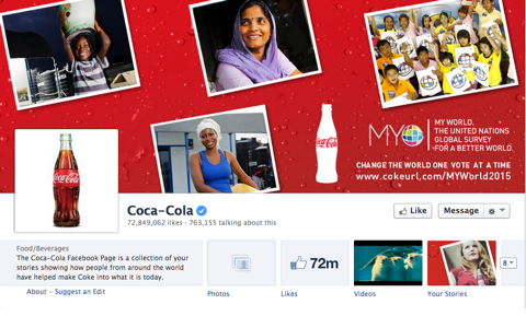 coca cola facebook puslapis