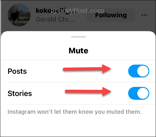 Nutildyti ką nors „Instagram“.