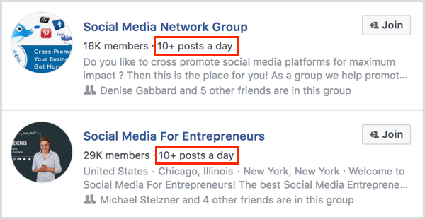 „Facebook“ grupės įrašų skaičiaus per dieną pavyzdžių