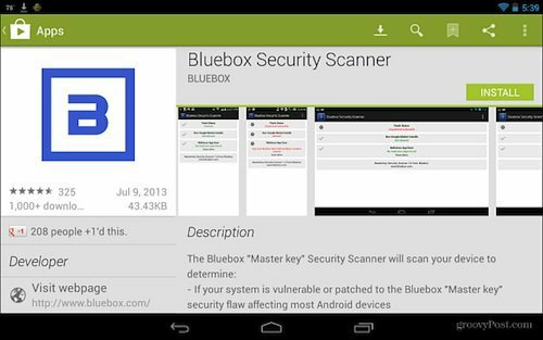 „Bluebox“ saugos skaitytuvas patikrina, ar jūsų „Android“ užtaisytas, kad būtų galima naudoti pagrindinį raktą