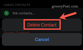 patvirtinkite kontakto ištrynimą iphone