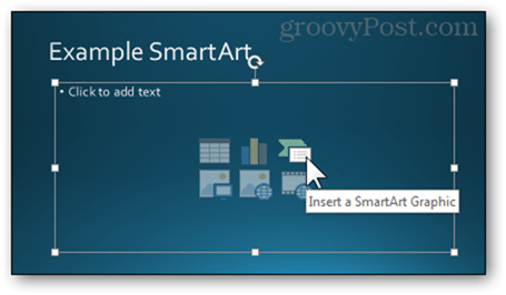 tuščias teksto lauko formatas skaidrių stiliaus „powerpoint 2013“ įterpimas „smart art“ smartart grahpic sukurti nauja