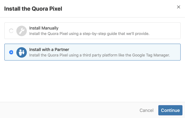 2 žingsnis, kaip įdiegti „Quora pixel“ naudojant „Google“ žymų tvarkyklę